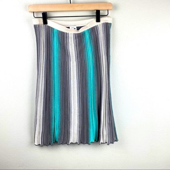 M by Missoni Turquoise and Gray Striped Knit Skirt Sz 4 - Picture 2 of 7